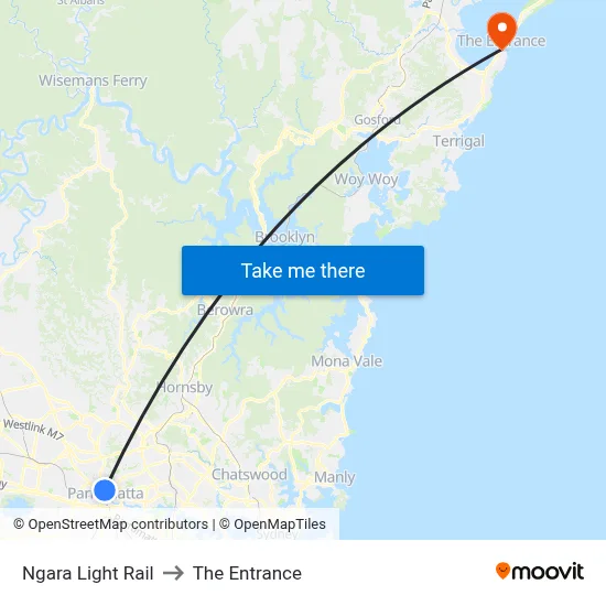 Ngara Light Rail to The Entrance map