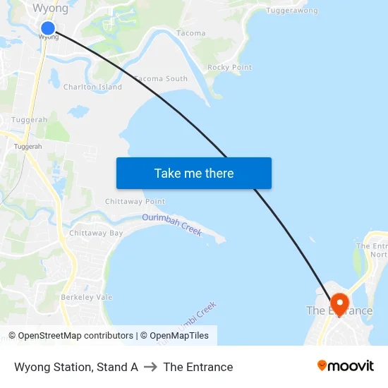 Wyong Station, Stand A to The Entrance map
