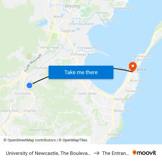University of Newcastle, The Boulevarde to The Entrance map