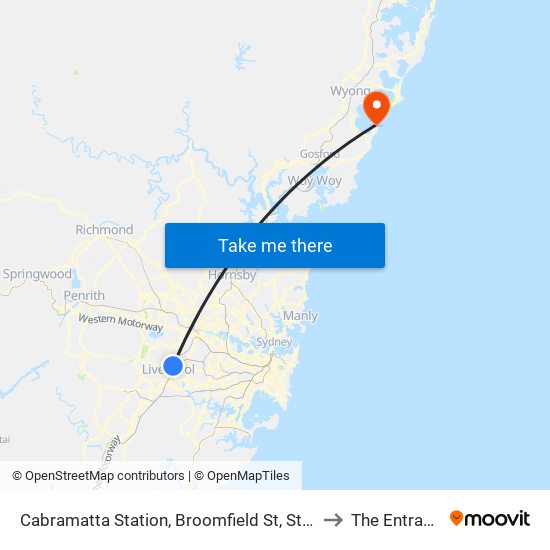 Cabramatta Station, Broomfield St, Stand F to The Entrance map