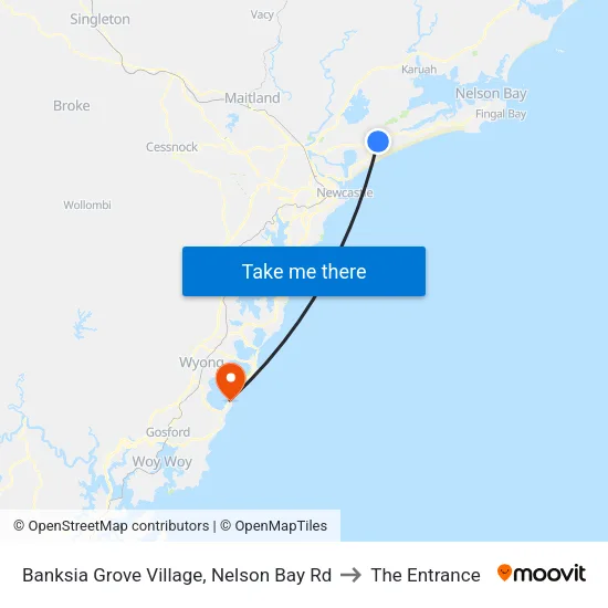 Banksia Grove Village, Nelson Bay Rd to The Entrance map