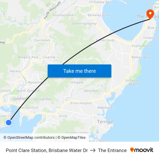 Point Clare Station, Brisbane Water Dr to The Entrance map