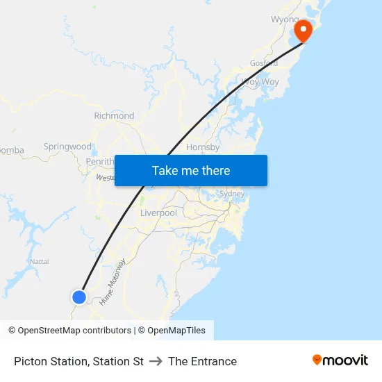 Picton Station, Station St to The Entrance map