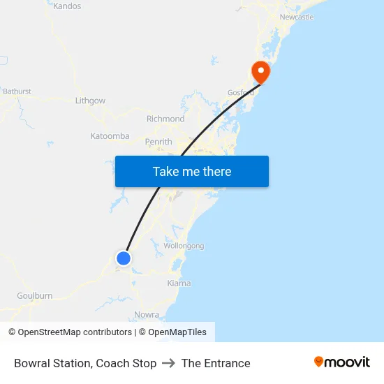Bowral Station, Coach Stop to The Entrance map