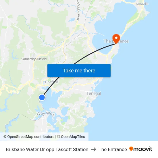 Brisbane Water Dr opp Tascott Station to The Entrance map