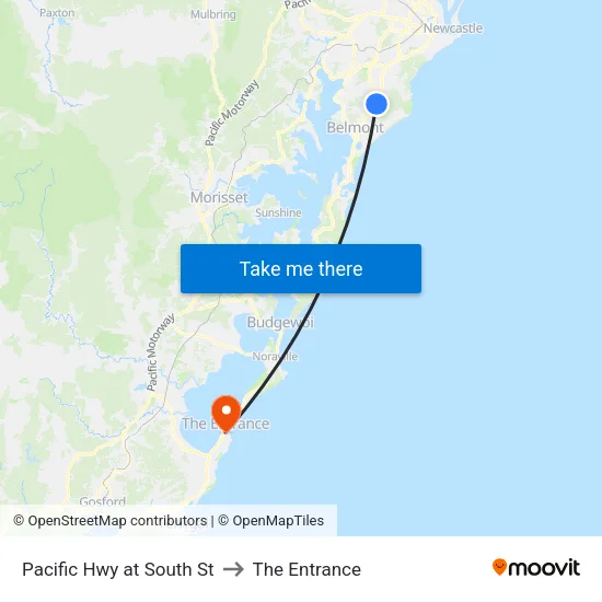 Pacific Hwy at South St to The Entrance map