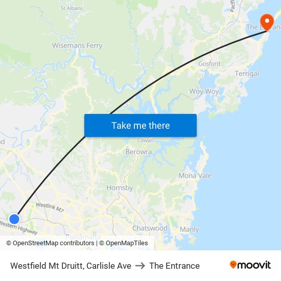 Westfield Mt Druitt, Carlisle Ave to The Entrance map