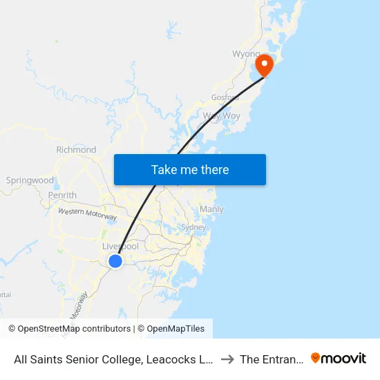 All Saints Senior College, Leacocks Lane to The Entrance map