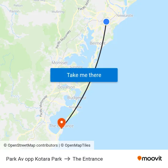 Park Av opp Kotara Park to The Entrance map
