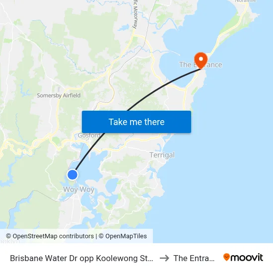 Brisbane Water Dr opp Koolewong Station to The Entrance map