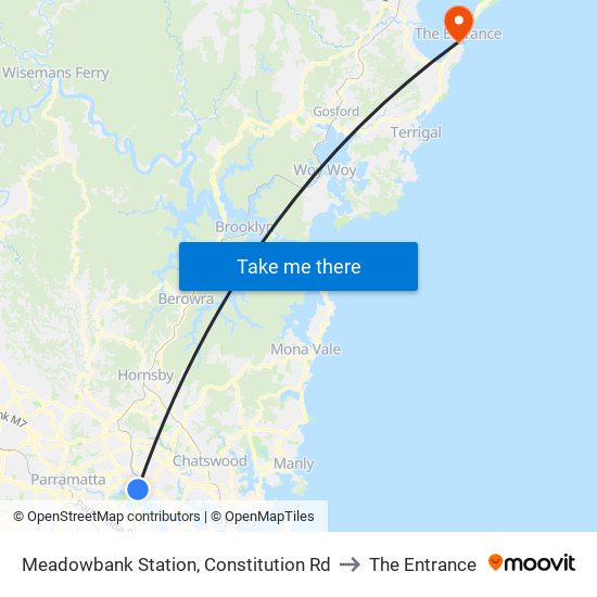 Meadowbank Station, Constitution Rd to The Entrance map