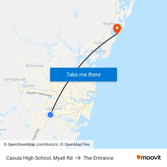 Casula High School, Myall Rd to The Entrance map