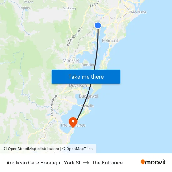 Anglican Care Booragul, York St to The Entrance map