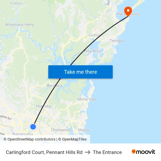 Carlingford Court, Pennant Hills Rd to The Entrance map