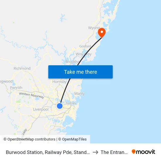 Burwood Station, Railway Pde, Stand C to The Entrance map