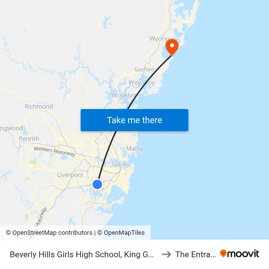 Beverly Hills Girls High School, King Georges Rd to The Entrance map
