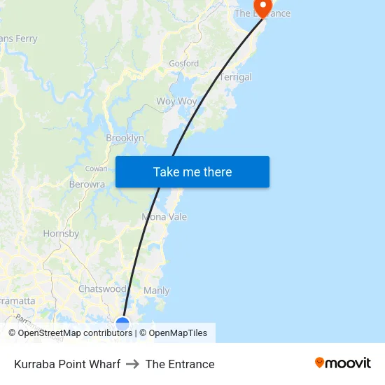 Kurraba Point Wharf to The Entrance map