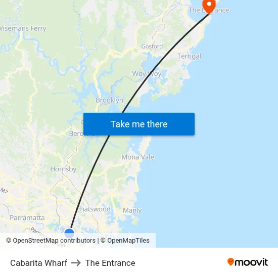 Cabarita Wharf to The Entrance map