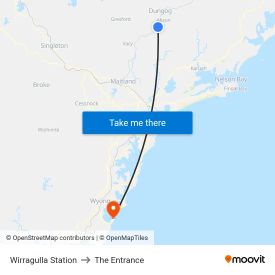 Wirragulla Station to The Entrance map