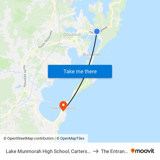 Lake Munmorah High School, Carters Rd to The Entrance map