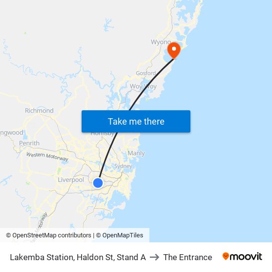 Lakemba Station, Haldon St, Stand A to The Entrance map