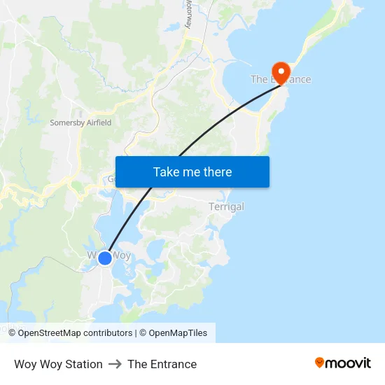Woy Woy Station to The Entrance map