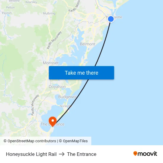 Honeysuckle Light Rail to The Entrance map