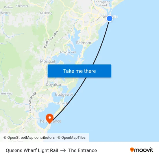 Queens Wharf Light Rail to The Entrance map