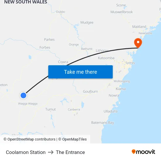 Coolamon Station to The Entrance map