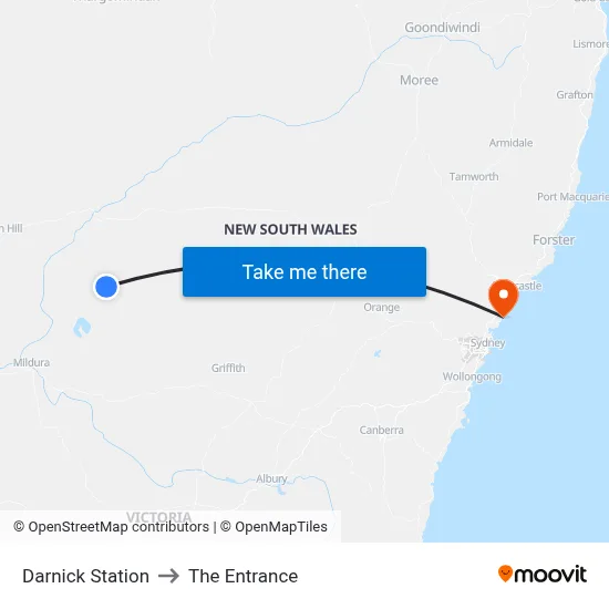 Darnick Station to The Entrance map