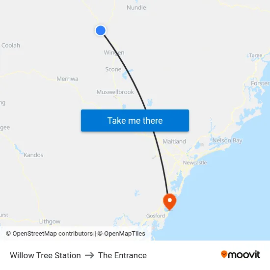 Willow Tree Station to The Entrance map