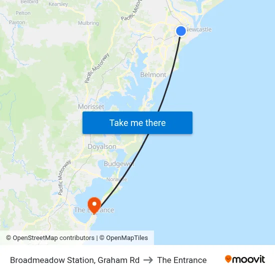 Broadmeadow Station, Graham Rd to The Entrance map