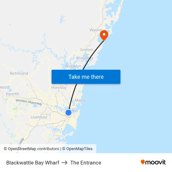 Blackwattle Bay Wharf to The Entrance map