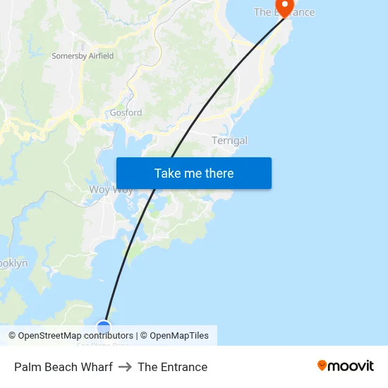 Palm Beach Wharf to The Entrance map