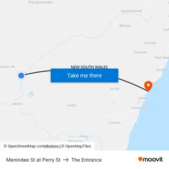 Menindee St at Perry St to The Entrance map