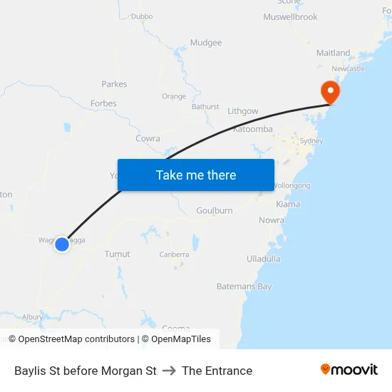 Baylis St before Morgan St to The Entrance map