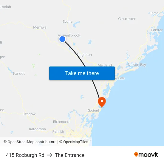 415 Roxburgh Rd to The Entrance map