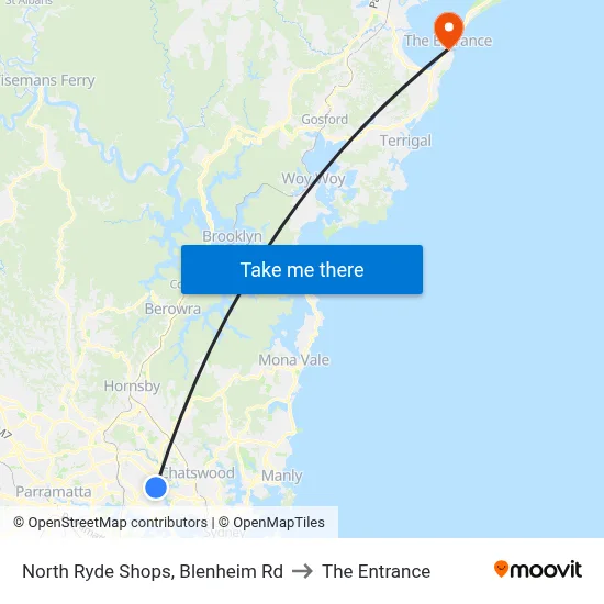 North Ryde Shops, Blenheim Rd to The Entrance map
