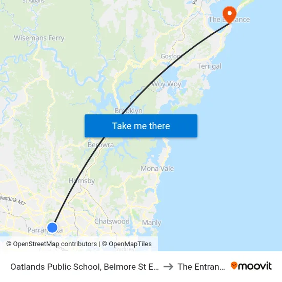 Oatlands Public School, Belmore St East to The Entrance map