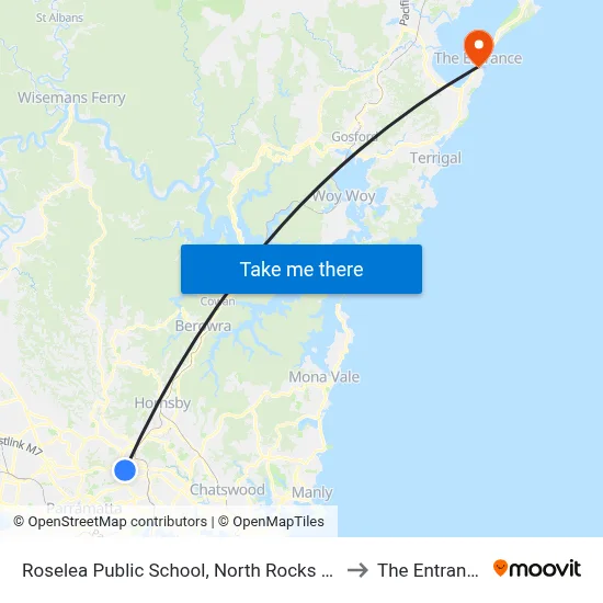 Roselea Public School, North Rocks Rd to The Entrance map