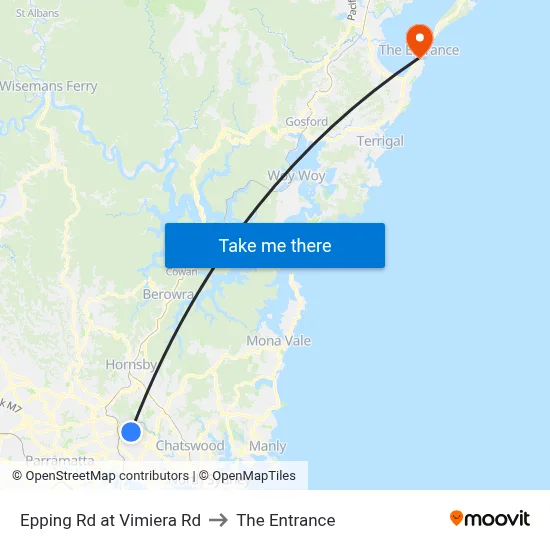 Epping Rd at Vimiera Rd to The Entrance map
