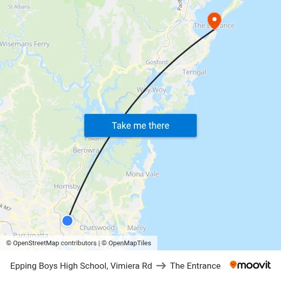 Epping Boys High School, Vimiera Rd to The Entrance map