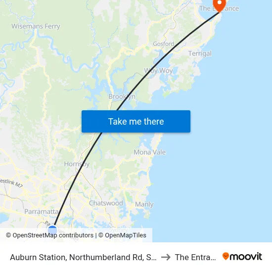 Auburn Station, Northumberland Rd, Stand C to The Entrance map
