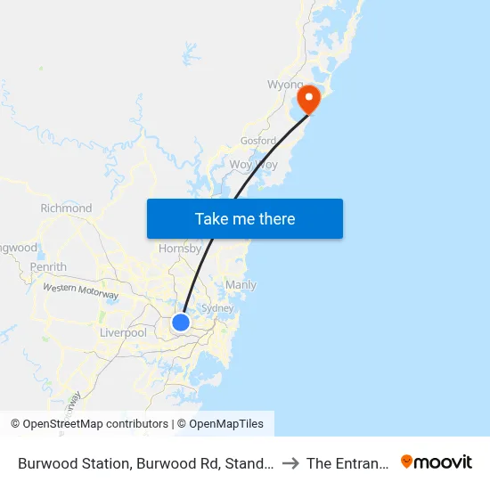 Burwood Station, Burwood Rd, Stand G to The Entrance map