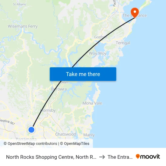 North Rocks Shopping Centre, North Rocks Rd to The Entrance map