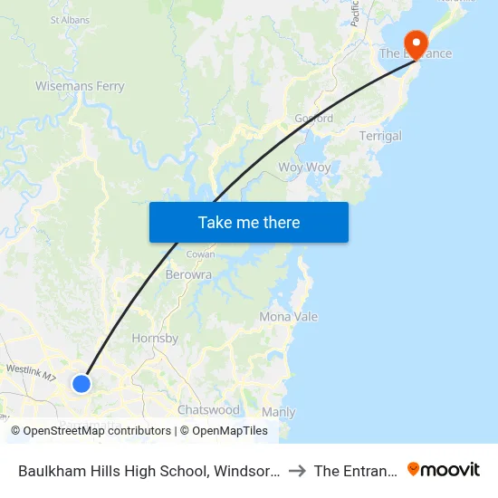 Baulkham Hills High School, Windsor Rd to The Entrance map