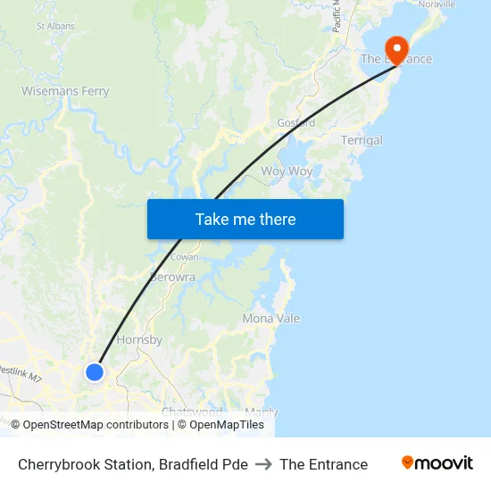 Cherrybrook Station, Bradfield Pde to The Entrance map