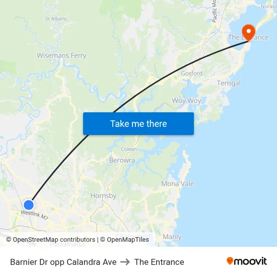 Barnier Dr opp Calandra Ave to The Entrance map