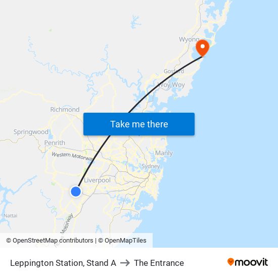 Leppington Station, Stand A to The Entrance map