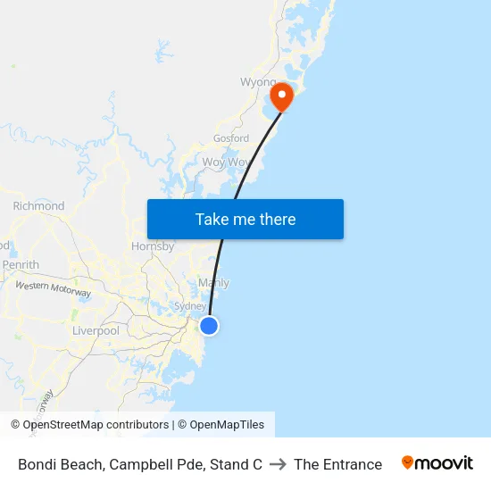 Bondi Beach, Campbell Pde, Stand C to The Entrance map